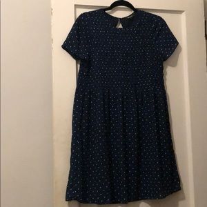 Georgette Smock-Top Mini Dress in Polka Dot